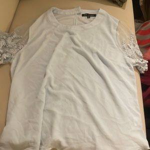 blue chiffon blouse, size L, business casual top